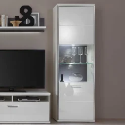 Wohnen Wohnzimmervitrine Tacroma in Weiß Hochglanz