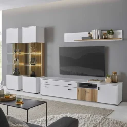 Wohnen Wohnzimmervitrinen & TV Board & Regal Set - Nenaloro (vierteilig)