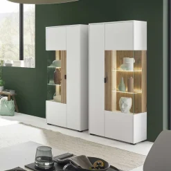 Wohnzimmer-Vitrinenschrank zweifarbig - Nenaloro^Wohnen Outlet