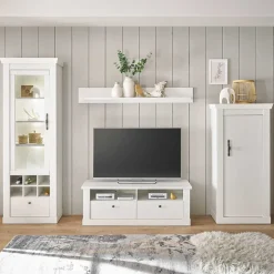 Wohnzimmerwohnwand in weißer Holzoptik Pinie - Liancos (vierteilig)^Wohnen Outlet