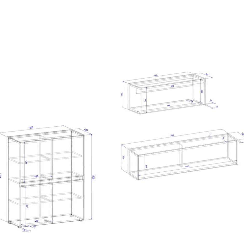 Wohnzimmer-Wohnwand Möbelset - Ahilav (dreiteilig)^Wohnen Sale