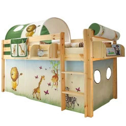 Kinder Wohnen 90x200 Afrika Tiere Hochbett mit Nackenrolle - Fakt