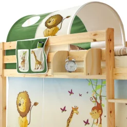 Kinder Wohnen 90x200 Afrika Tiere Hochbett mit Nackenrolle - Fakt