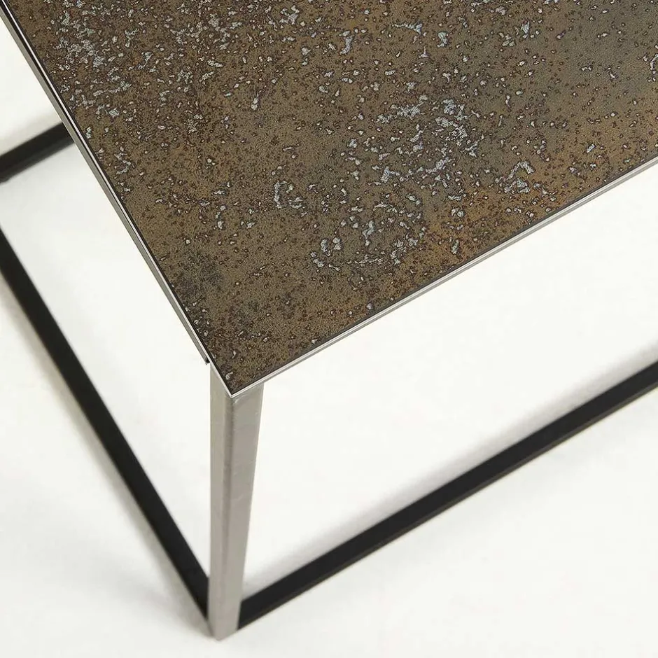 45x30 Beistelltisch mit Keramikplatte in Braun - Opium^Wohnen Best