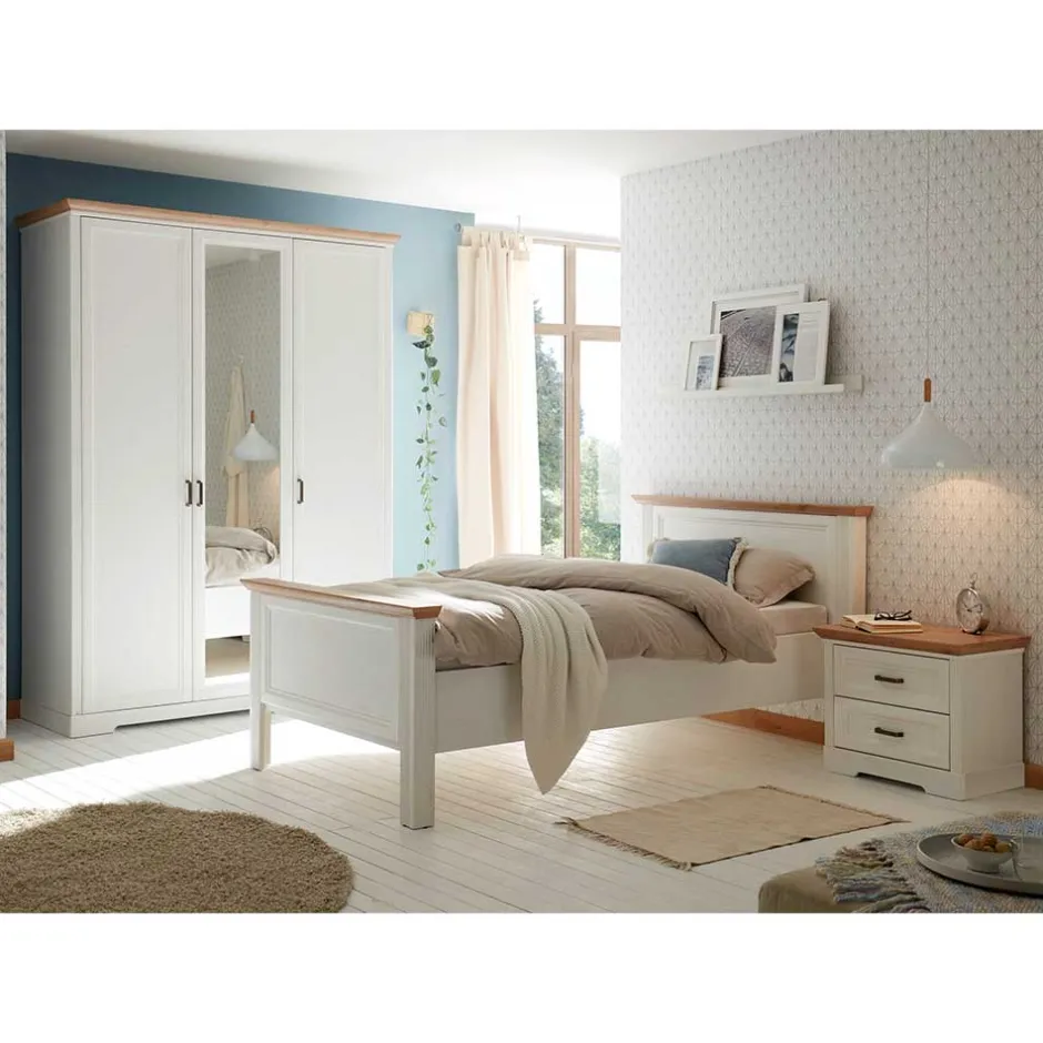 140x200 Bett & Nachtkommode & Schrank - Maggio (dreiteilig)^Wohnen New