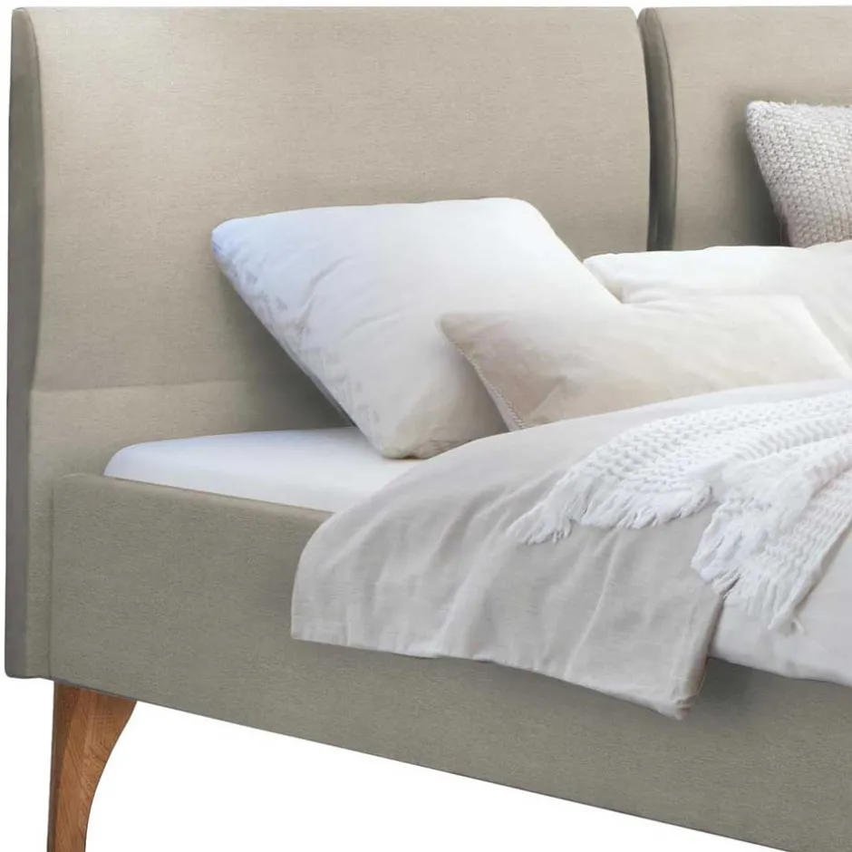 Wohnen 140x200 Bettgestell gepolstert in Beige - Duarto
