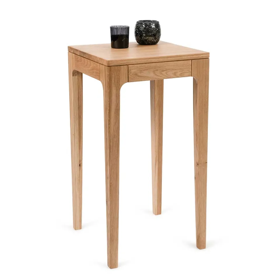 Wohnen 40x40 cm Beistelltisch aus Massivholz mit 80 cm Höhe - Asticia