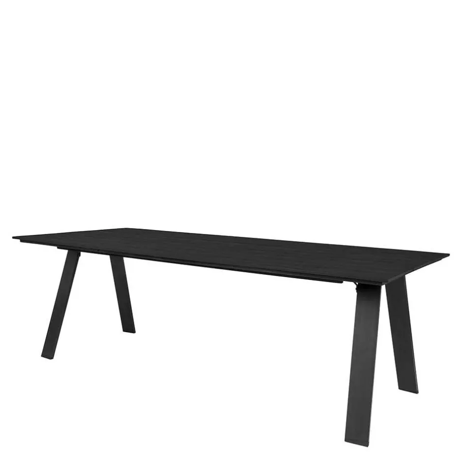 Wohnen 220x100 cm Designer Gartentisch in Schwarz - Lavagna