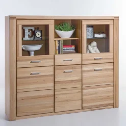 Wohnen 158x140 cm Kernbuche Highboard 5-türig - Uhelia