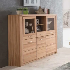 Wohnen 158x140 cm Kernbuche Highboard 5-türig - Uhelia