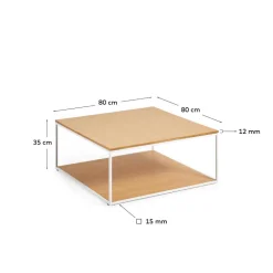 80x80 Couchtisch mit Bodenplatte in Eiche - Bosso^Wohnen Clearance