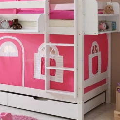 Kinder Wohnen 90x200 Doppelhochbett in Weiß lackiert - Lontrain