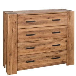 120x100 Eiche Kommode mit Metallgriffen - Latinossa^Wohnen Hot