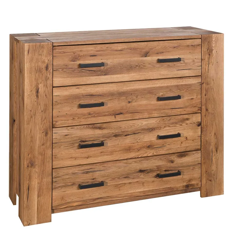120x100 Eiche Kommode mit Metallgriffen - Latinossa^Wohnen Hot