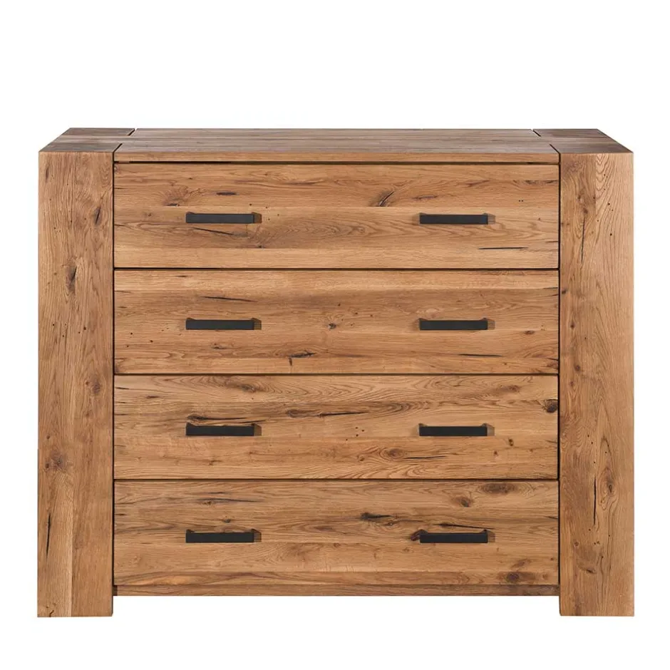 120x100 Eiche Kommode mit Metallgriffen - Latinossa^Wohnen Hot