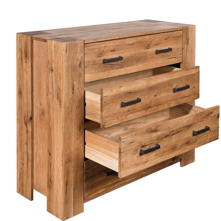 120x100 Eiche Kommode mit Metallgriffen - Latinossa^Wohnen Hot