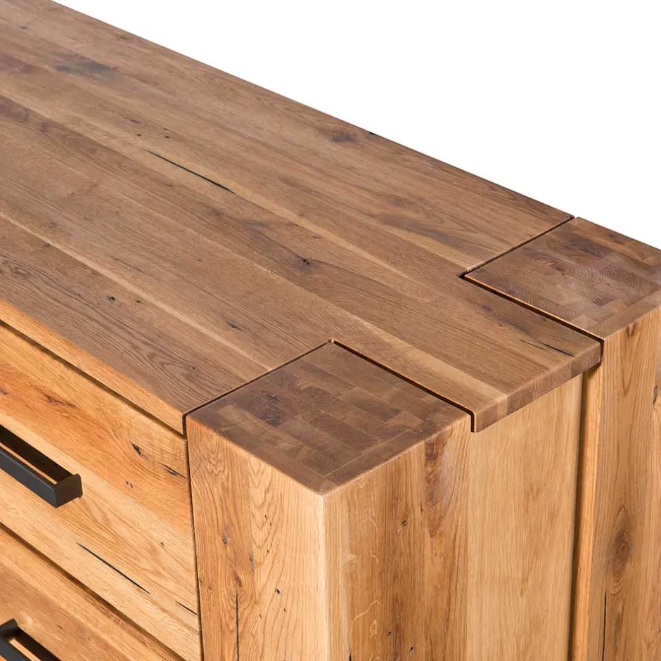 120x100 Eiche Kommode mit Metallgriffen - Latinossa^Wohnen Hot