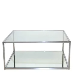 Wohnen 80x80 Glas Couchtisch mit Spiegelglas Boden - Cowian