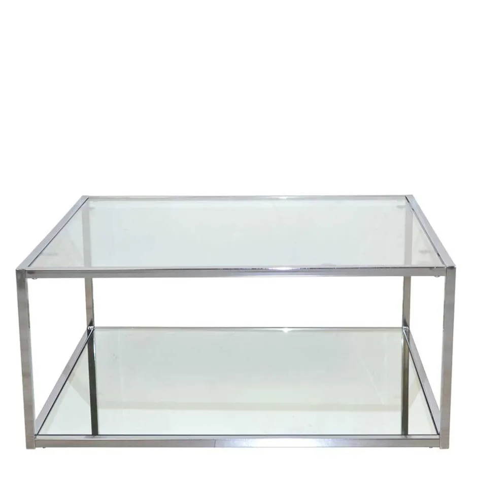 Wohnen 80x80 Glas Couchtisch mit Spiegelglas Boden - Cowian