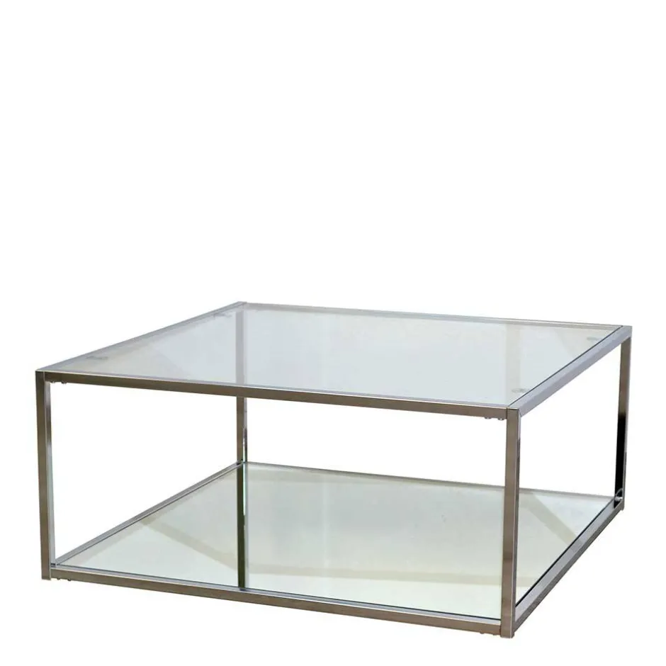 Wohnen 80x80 Glas Couchtisch mit Spiegelglas Boden - Cowian