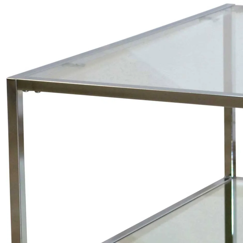 Wohnen 80x80 Glas Couchtisch mit Spiegelglas Boden - Cowian
