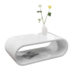 Wohnen 120x60 Hochglanz Couchtisch ohne Ecken - Juless