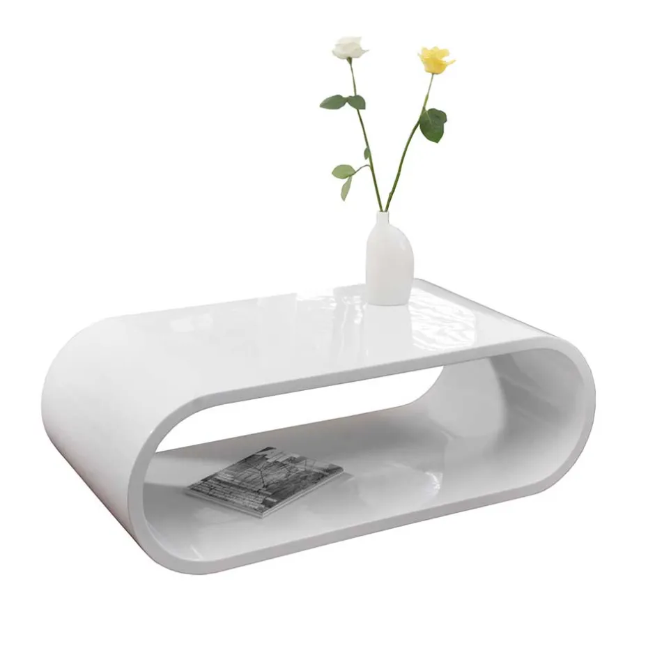 Wohnen 120x60 Hochglanz Couchtisch ohne Ecken - Juless