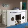 Kinder Wohnen 90x200 Kinder Hütten Hochbett in Weiß - Lapel