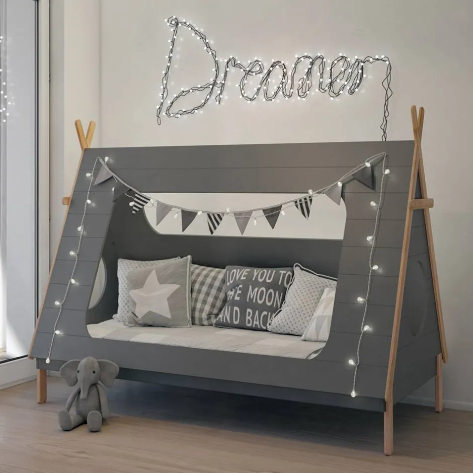 Kinder Wohnen 90x200 Kinder Zeltbett in Grau - Casserra