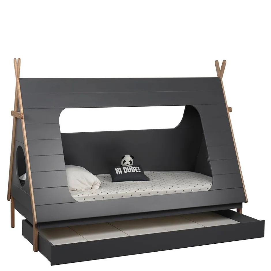 Kinder Wohnen 90x200 Kinder Zeltbett in Grau - Casserra