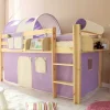 Kinder Wohnen 90x200 Kinderhochbett in Natur & Lila & Beige - Genfra