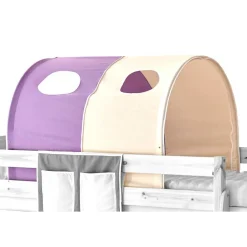 Kinder Wohnen 90x200 Kinderhochbett in Natur & Lila & Beige - Genfra