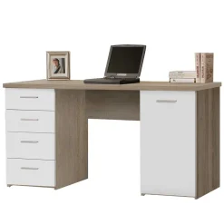 Kinder Wohnen 145x60 Schreibtisch in Sonoma-Eiche & Weiß - Iga