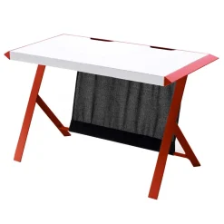 127x60 Schreibtisch in Weiß mit Rot - Kastawa^Wohnen