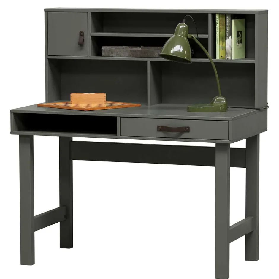 122x58 Schreibtisch mit Aufsatz in Graugrün - Daraon^Wohnen Clearance