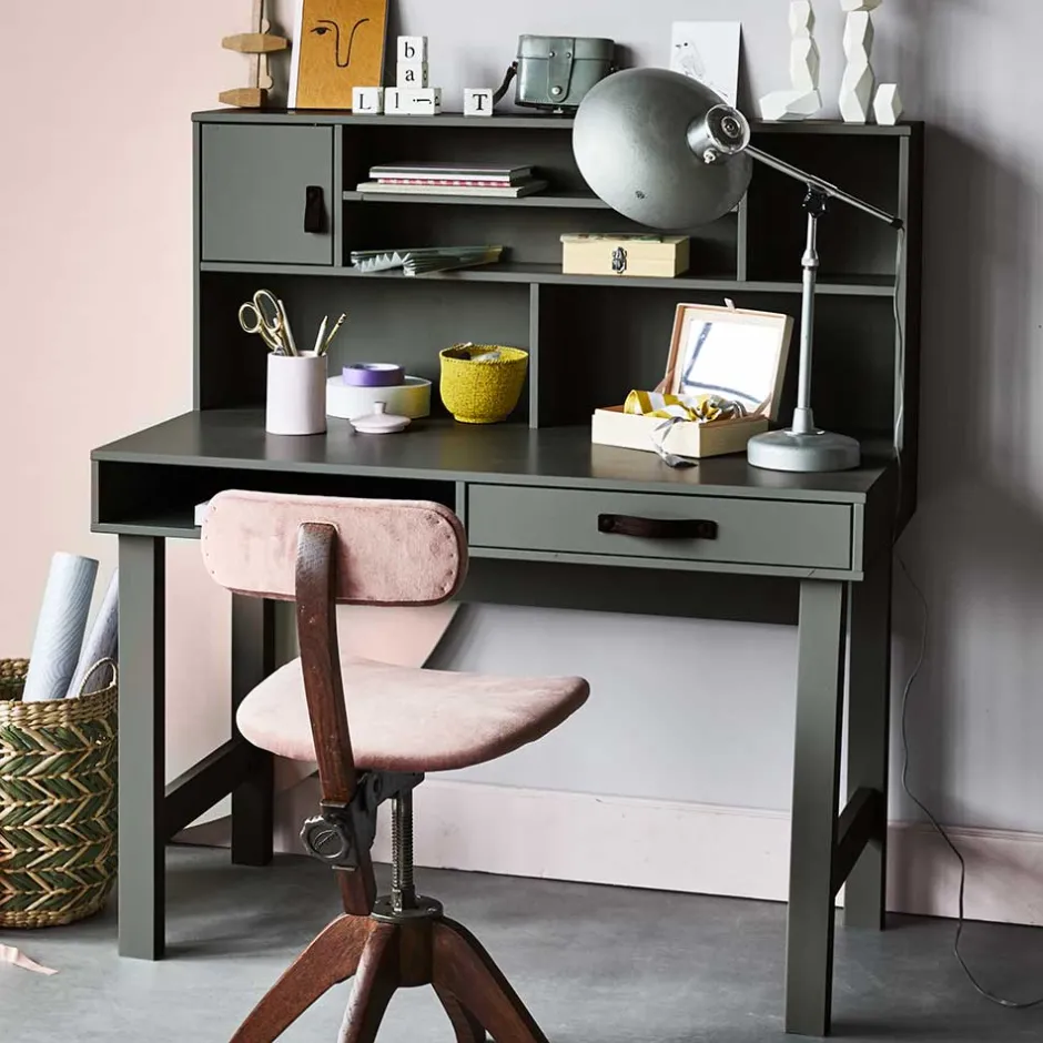 122x58 Schreibtisch mit Aufsatz in Graugrün - Daraon^Wohnen Clearance