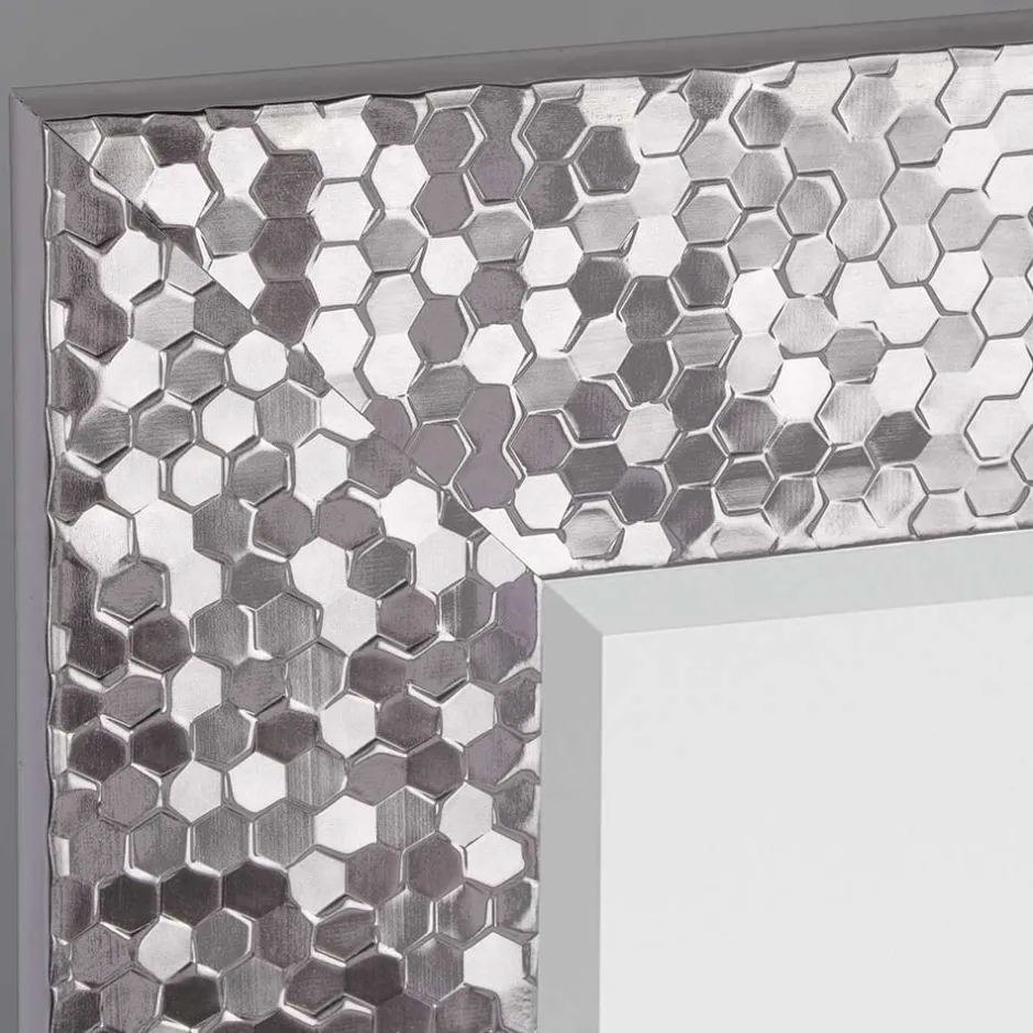 Wohnen 55x70 Spiegel mit breitem Rahmen in Silber - Tunapuna