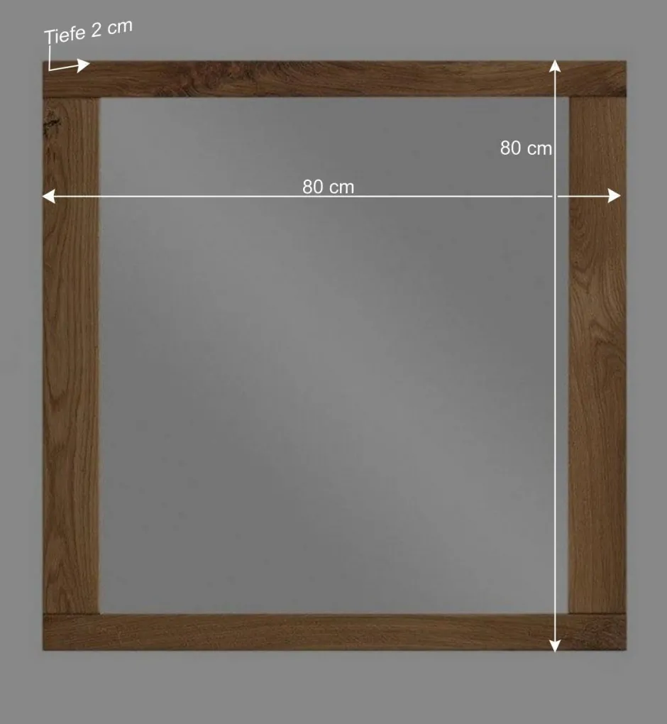 Wohnen 80x80 Wandspiegel aus Eichenholz Rahmen - Sennya