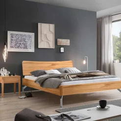140x200 Wildbuche Bett mit Metallfüßen - Ethina^Wohnen Outlet