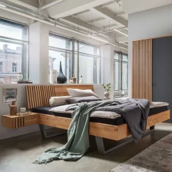 Wohnen 140x200 Wildeiche Bett mit Kufen - Manarola