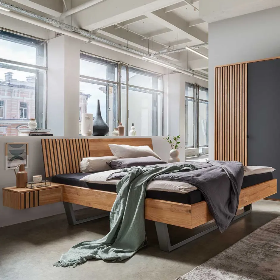 Wohnen 140x200 Wildeiche Bett mit Kufen - Manarola