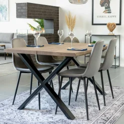 140x95 X-Fuß Esstisch & 4 Stühle - Turino (fünfteilig)^Wohnen Discount