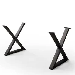 X-Bein Esszimmertisch mit Baumkante in Grau - Korcula^Wohnen