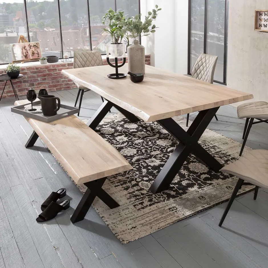 Wohnen X-Fuß Esstisch & Sitzbank - Tilveta (zweiteilig)