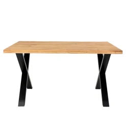 Wohnen X-Fuß Esszimmertisch & Kunstlederstühle Braun - Gyrineva (fünfteilig)