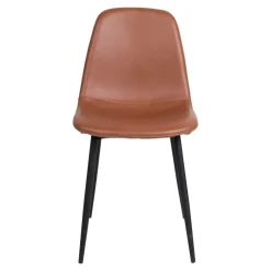 Wohnen X-Fuß Esszimmertisch & Kunstlederstühle Braun - Gyrineva (fünfteilig)