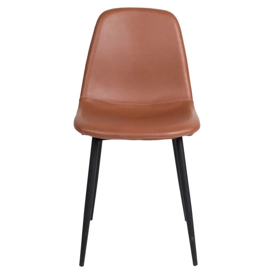 Wohnen X-Fuß Esszimmertisch & Kunstlederstühle Braun - Gyrineva (fünfteilig)