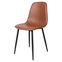 Wohnen X-Fuß Esszimmertisch & Kunstlederstühle Braun - Gyrineva (fünfteilig)