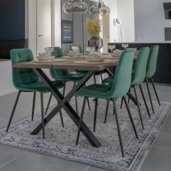 X-Fuß-Tisch & Samtstühle - Domniar (siebenteilig)^Wohnen Hot