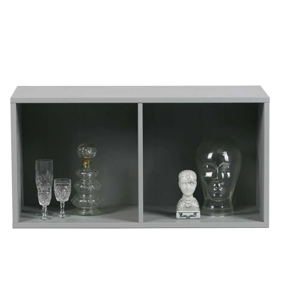 Wohnen 81x41x35 2 Fächer Regal in Grau lackiert - Lanik